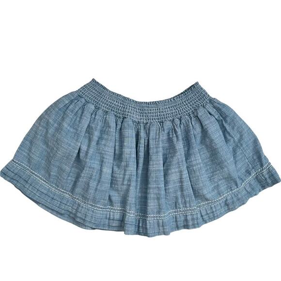 Abercrombie & Fitch Blue Chambray Smocked Elastic Waist Micro Miniskirt Size S/M - Picture 2 of 8